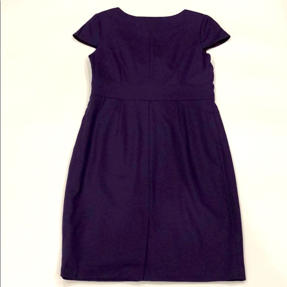 Boden Wool Cap Sleeve Wrap Front Purple Dress - Picture 6 of 10